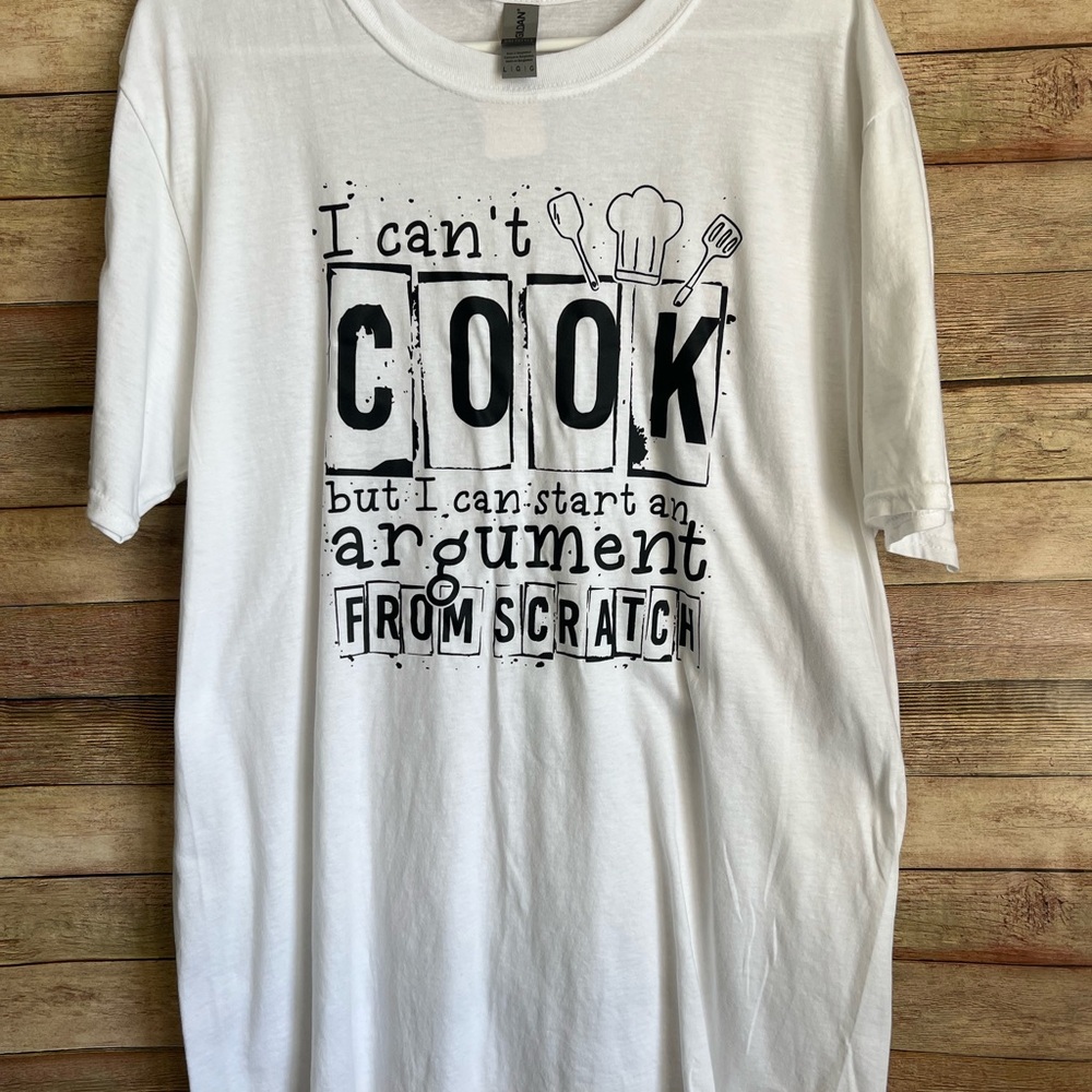 Gildan White Short Sleeve Tee with Black Print